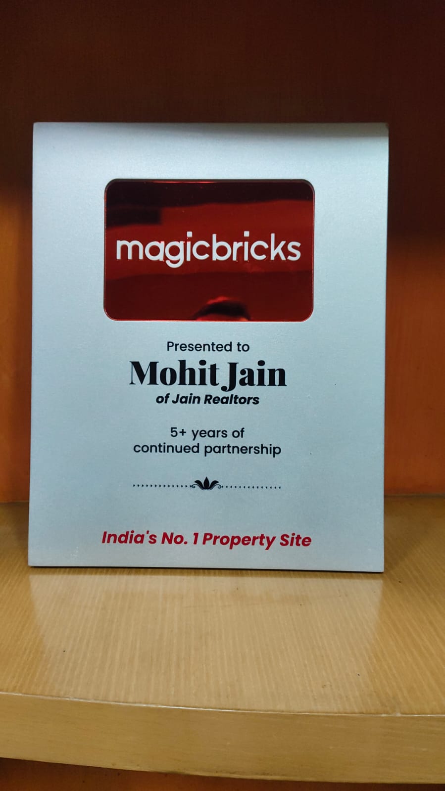 Magicbricks 5 Year Partnership Award Mohit Jain Jain Realtors